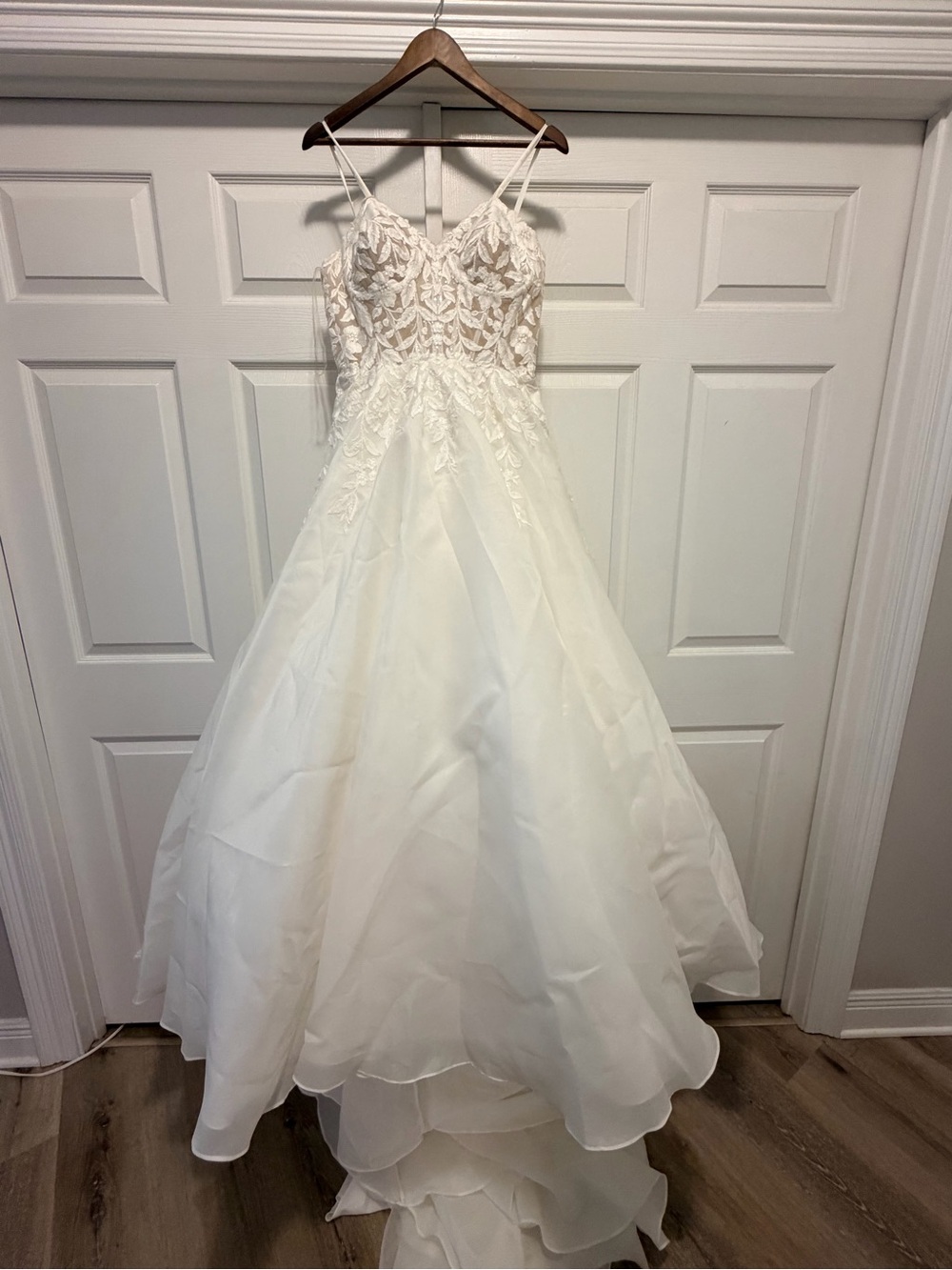 Allure Bridal Spaghetti Strap Floral Lace Bodice A-Line Dress - Picture 2 of 12